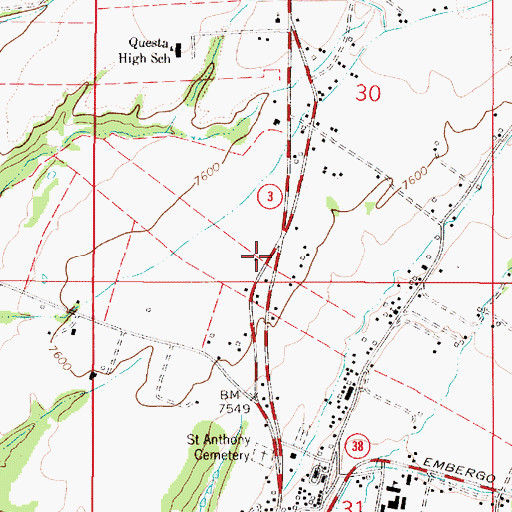 Topographic Map of Questa Fire Department Station 2, NM