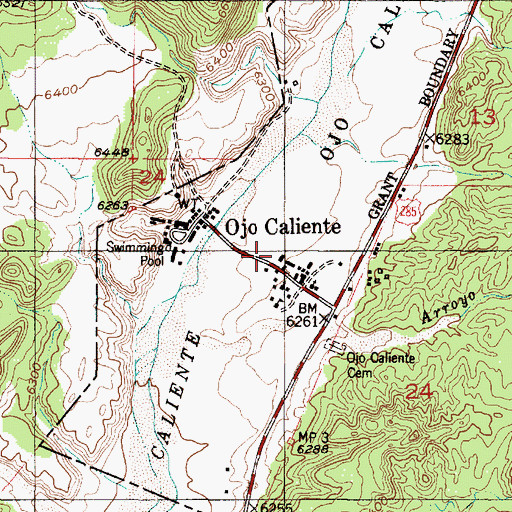 Topographic Map of Ojo Caliente Volunteer Fire Department, NM