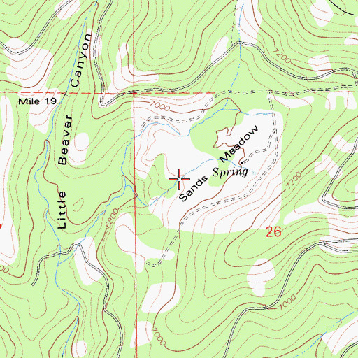 Topographic Map of Sands Meadow, CA