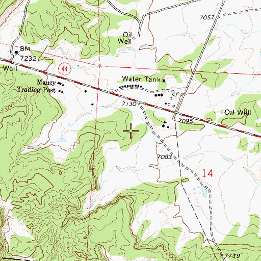 Topographic Map of Lybrook Volunteer Fire Department, NM