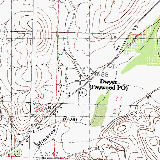 Topographic Map of Lower Mimbres Volunteer Fire Department Faywood, NM