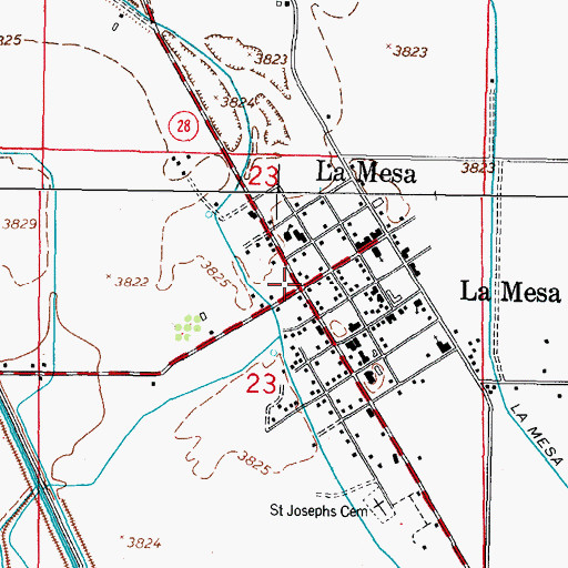Topographic Map of La Mesa Volunteer Fire Department, NM