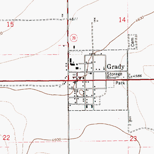 Topographic Map of Grady Volunteer Fire Department, NM