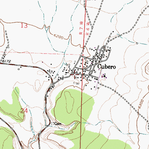Topographic Map of Cubero Volunteer Fire Department, NM