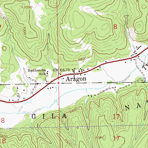 Topographic Map of Cruzville - Apache Creek / Aragon Fire Department Aragon, NM