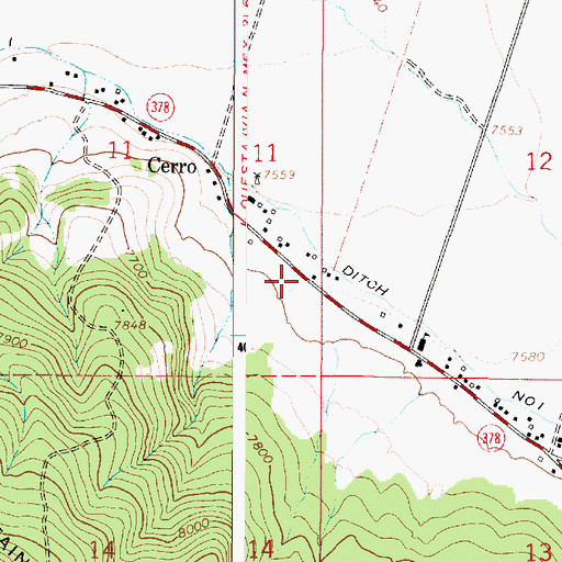 Topographic Map of Cerro Fire Department, NM