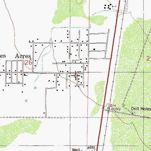 Topographic Map of Boles Acres Volunteer Fire Department, NM