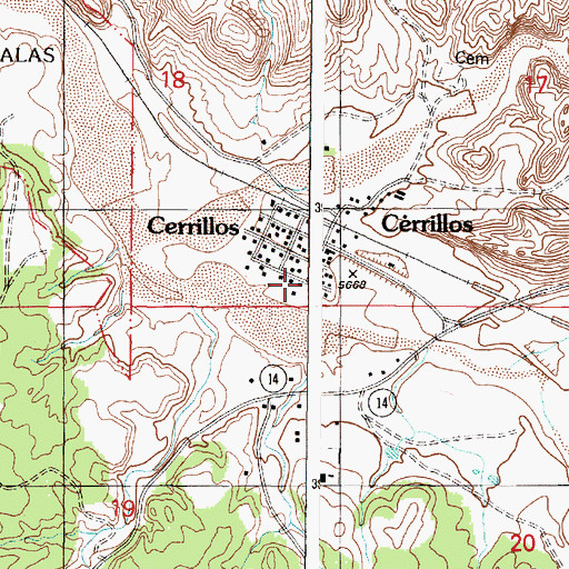 Topographic Map of Santa Fe County Volunteer Fire Turquoise Trail District Station 1, NM