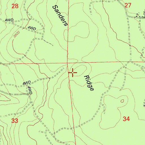 Topographic Map of Sanders Ridge, CA
