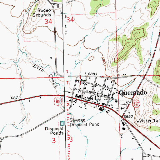 Topographic Map of Quemado Fire Department, NM