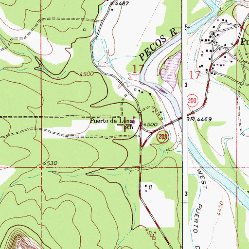 Topographic Map of Puerto de Luna Volunteer Fire Department Main Station, NM