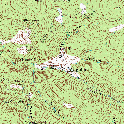 Topographic Map of Mogollon Volunteer Fire Department, NM