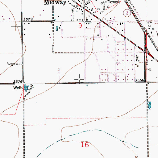 Topographic Map of Midway Fire and Emergency Medical Services, NM
