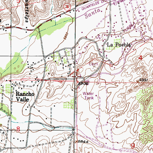 Topographic Map of Santa Fe County Volunteer Fire Department la Puebla District Station 1, NM