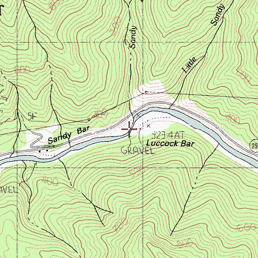 Topographic Map of Sandy Bar Creek, CA