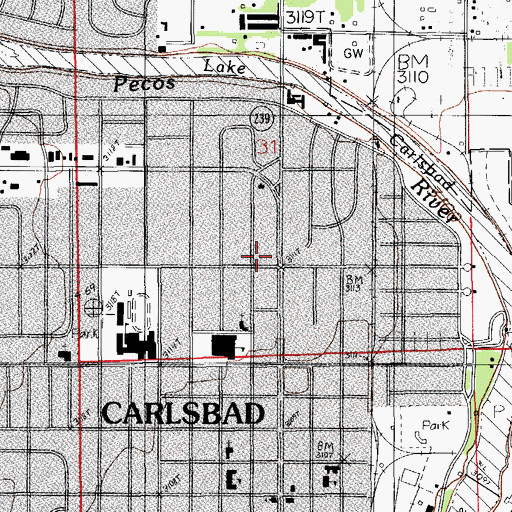 Topographic Map of Carlsbad Fire Department Station 3, NM