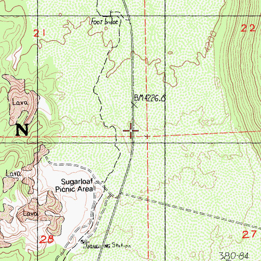 Topographic Map of Sandy Campground, CA