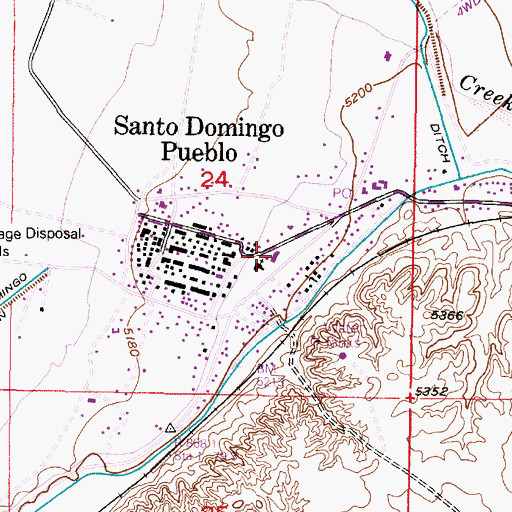 Topographic Map of Santo Domingo Pueblo Tribal Fire Department / Emergency Medical Services, NM