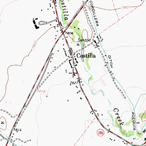 Topographic Map of Costilla Fire Department, NM
