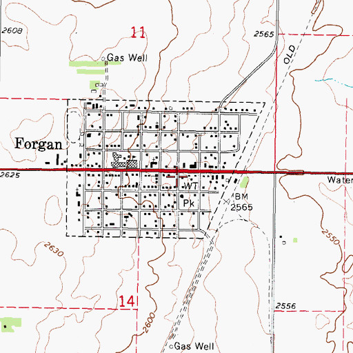 Topographic Map of Forgan Fire Department, OK