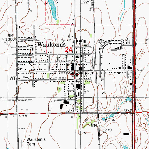 Topographic Map of Waukomis Fire Department, OK