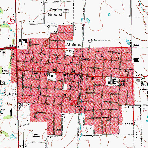Topographic Map of Marietta Fire Department Station 2, OK