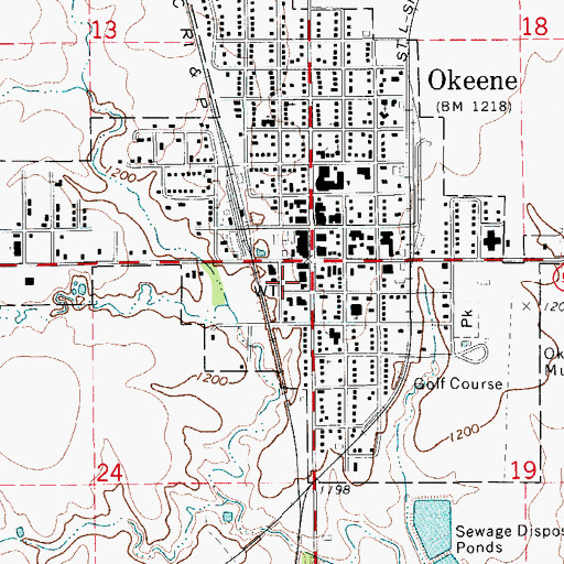 Topographic Map of Okeene Fire Department, OK