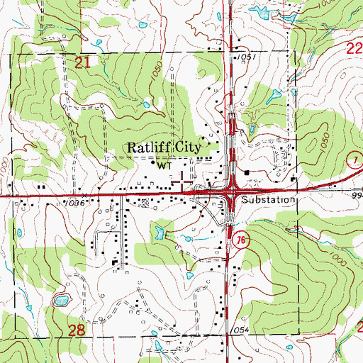 Topographic Map of Ratliff City Volunteer Fire Department, OK