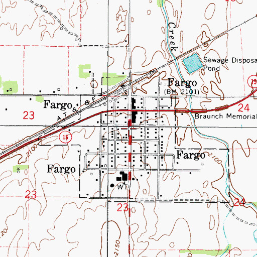 Topographic Map of Fargo Fire Department, OK