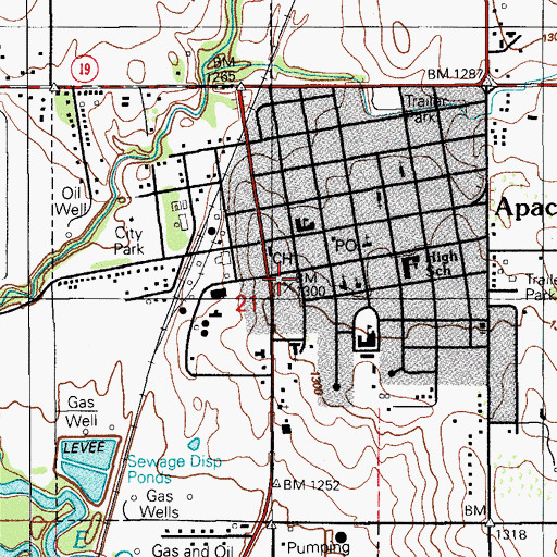 Topographic Map of Apache Volunteer Fire Department, OK