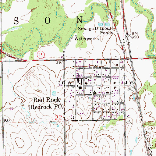 Topographic Map of Red Rock Rural Fire Association, OK