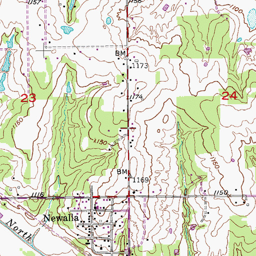 Topographic Map of Newalla Fire Department, OK