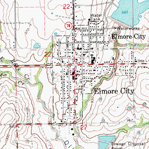 Topographic Map of Elmore City Volunteer Fire Department, OK