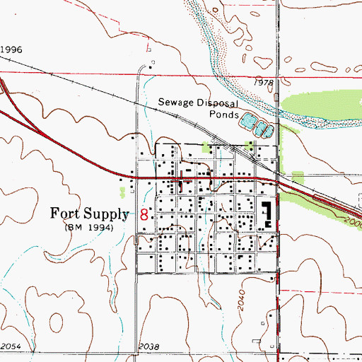 Topographic Map of Fort Supply Fire Department, OK
