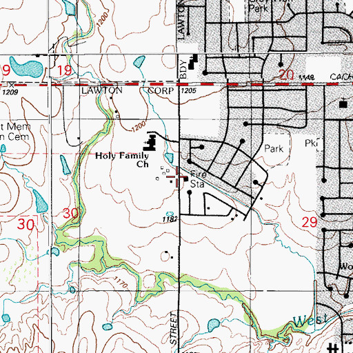 Topographic Map of Lawton Fire Department Station 7, OK