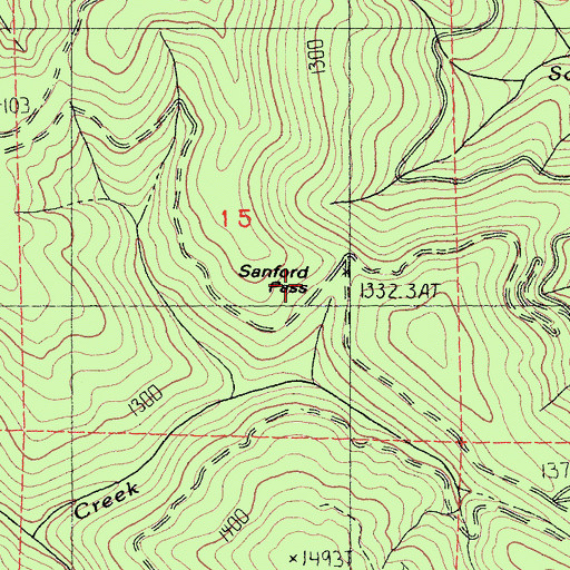 Topographic Map of Sanford Pass, CA