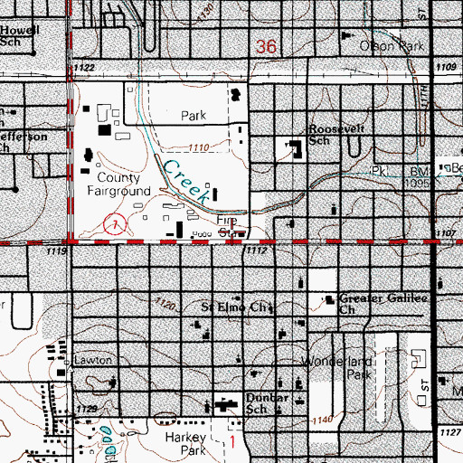 Topographic Map of Lawton Fire Department Training Center, OK