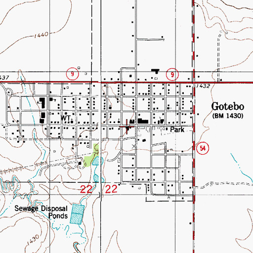 Topographic Map of Gotebo Fire Department, OK