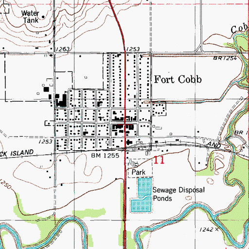 Topographic Map of Fort Cobb Fire Department, OK