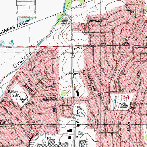 Topographic Map of Midwest City Fire Department Station 3, OK