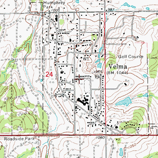 Topographic Map of Velma Volunteer Fire Department, OK