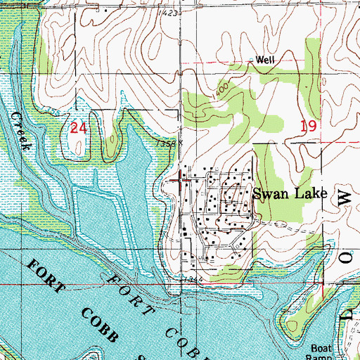 Topographic Map of Swan Lake Volunteer Firefighters, OK