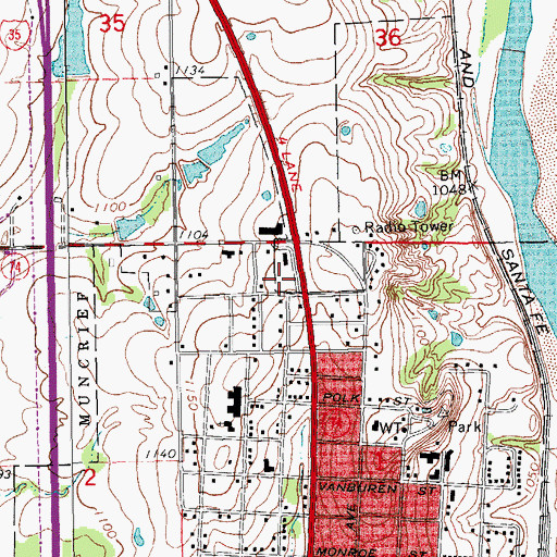 Topographic Map of Purcell Fire Department, OK