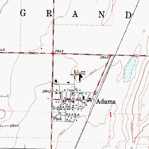 Topographic Map of Adams Rural Volunteer Fire District, OK