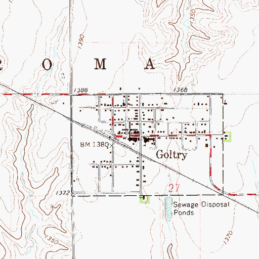 Topographic Map of Goltry Fire Department, OK