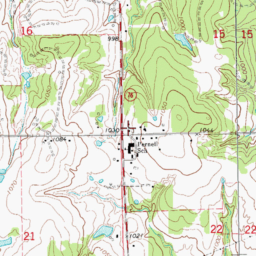 Topographic Map of Pernell Fire Department, OK