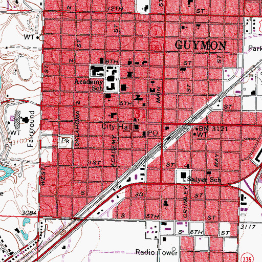 Topographic Map of Guymon Fire Department Station 1 and Ambulance Service, OK