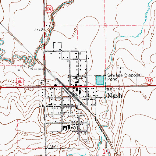 Topographic Map of Nash Volunteer Fire Department, OK