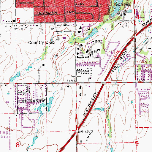 Topographic Map of Chickasha Fire Station 2 and Emergency Medical Services, OK