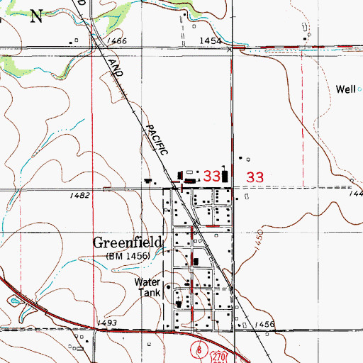 Topographic Map of Greenfield Volunteer Fire Department, OK